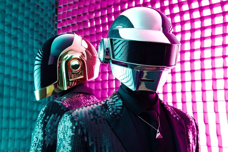 Two Figures in Helmets — Pink