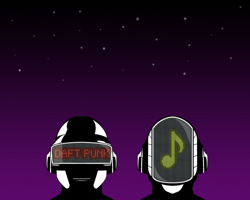 Two Figures in Helmets — Purple, Cosmic
