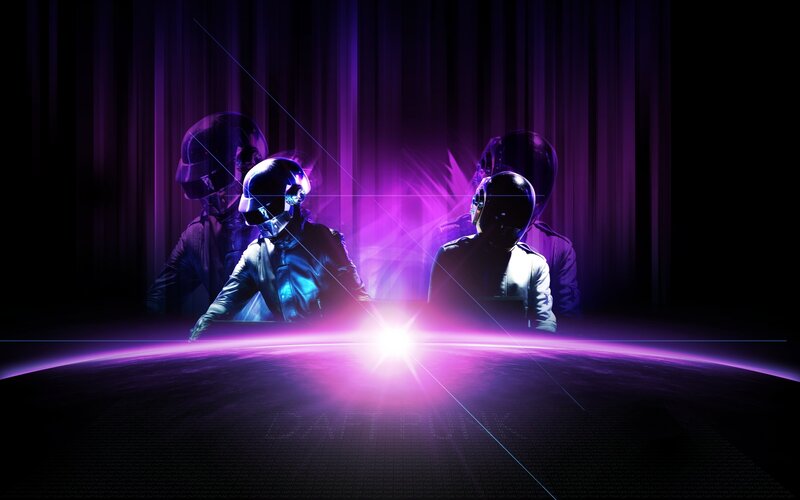 Two Figures in Helmets — Purple, Dramatic, Night, Digital Art