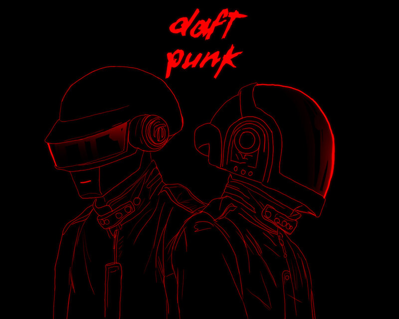 Two Figures in Helmets — Red, Dramatic, Digital Art