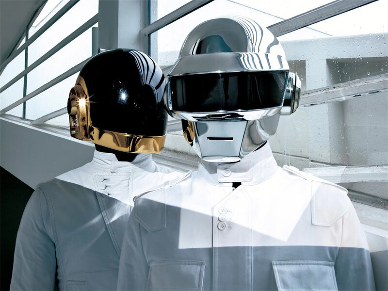 Two Figures in Helmets — White