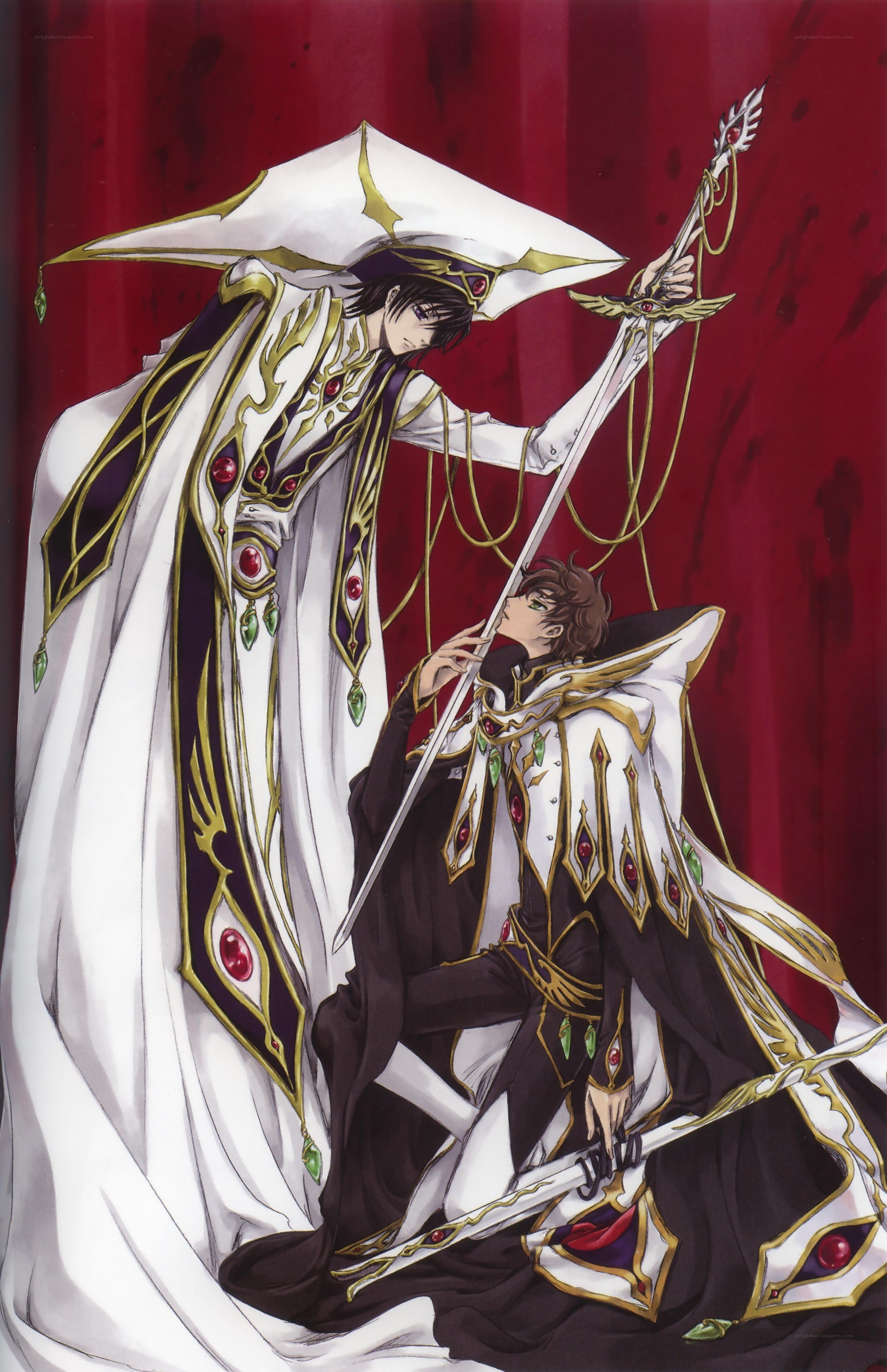 Two figures in ornate robes
