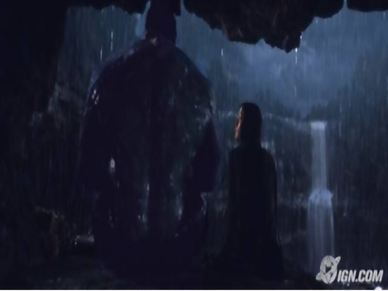 Two Figures in Rain — Blue
