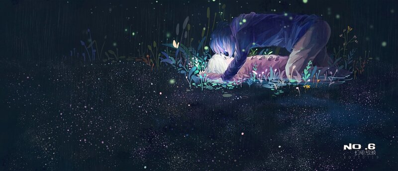Two Figures in Rain — Dark Blue