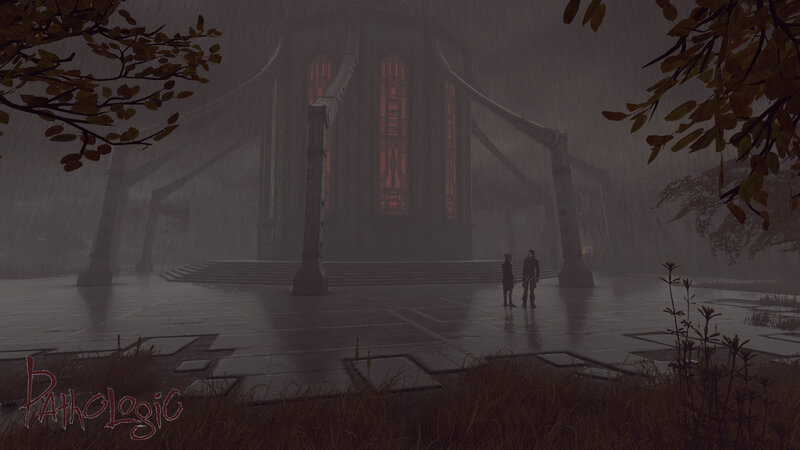 Two Figures in Rain — Gray