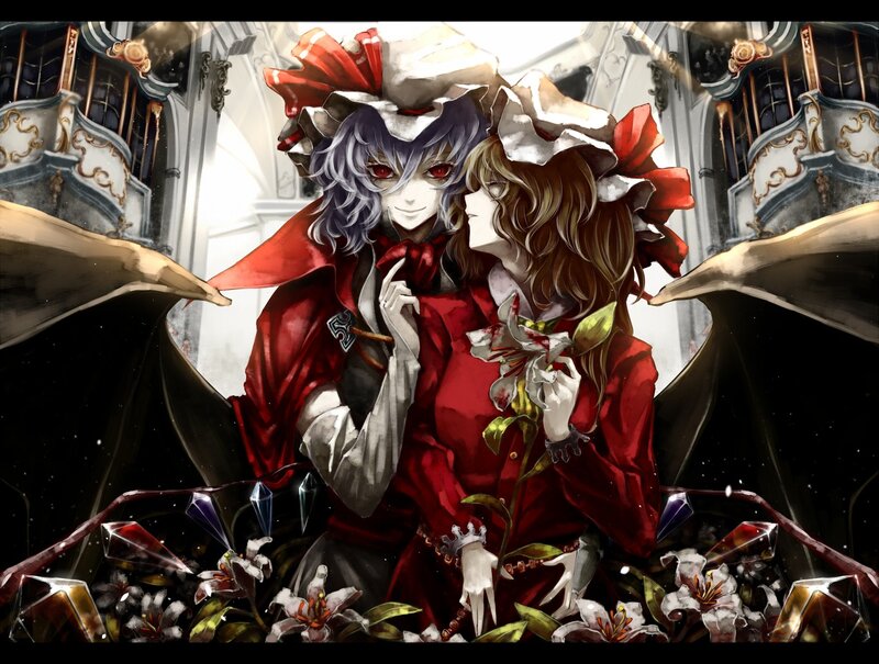 Two figures in red cloaks