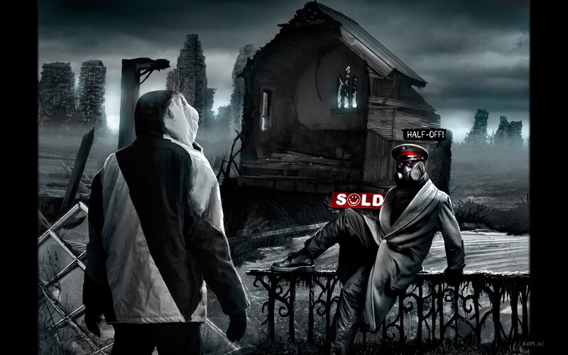 Two Figures in Ruined Town
