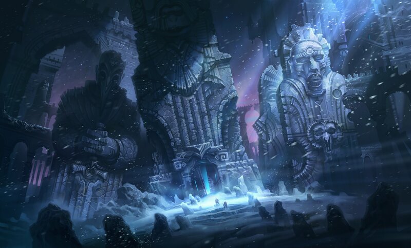 Two Figures in Ruins — Blue