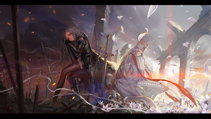 Two Figures in Ruins