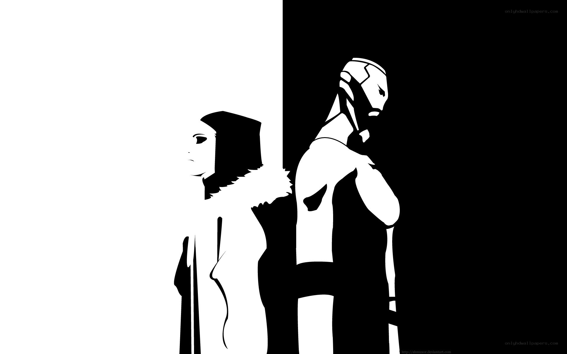 two figures in silhouette