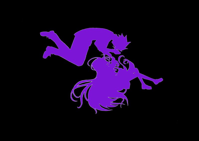 Two Figures in Silhouette — Purple