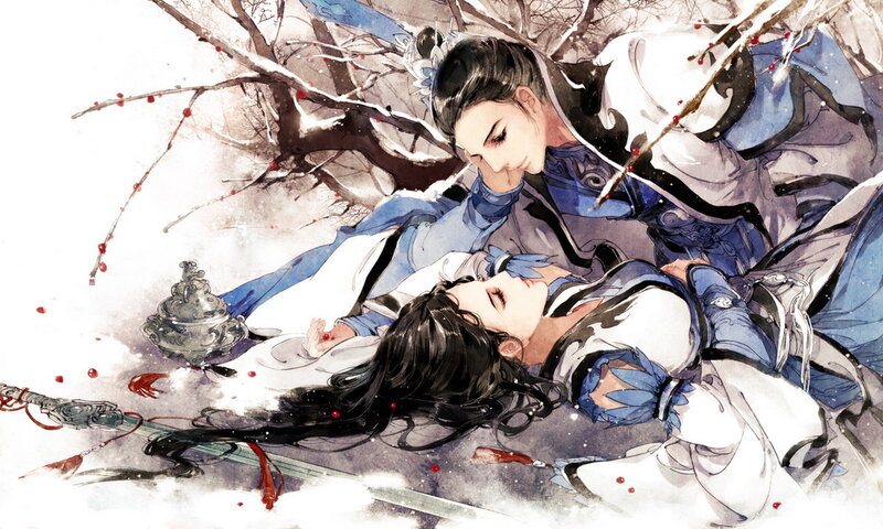 Two Figures in Snow — White, Dramatic, Winter