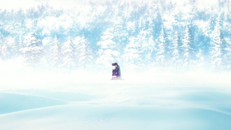 Two Figures in Snow — White, Serene