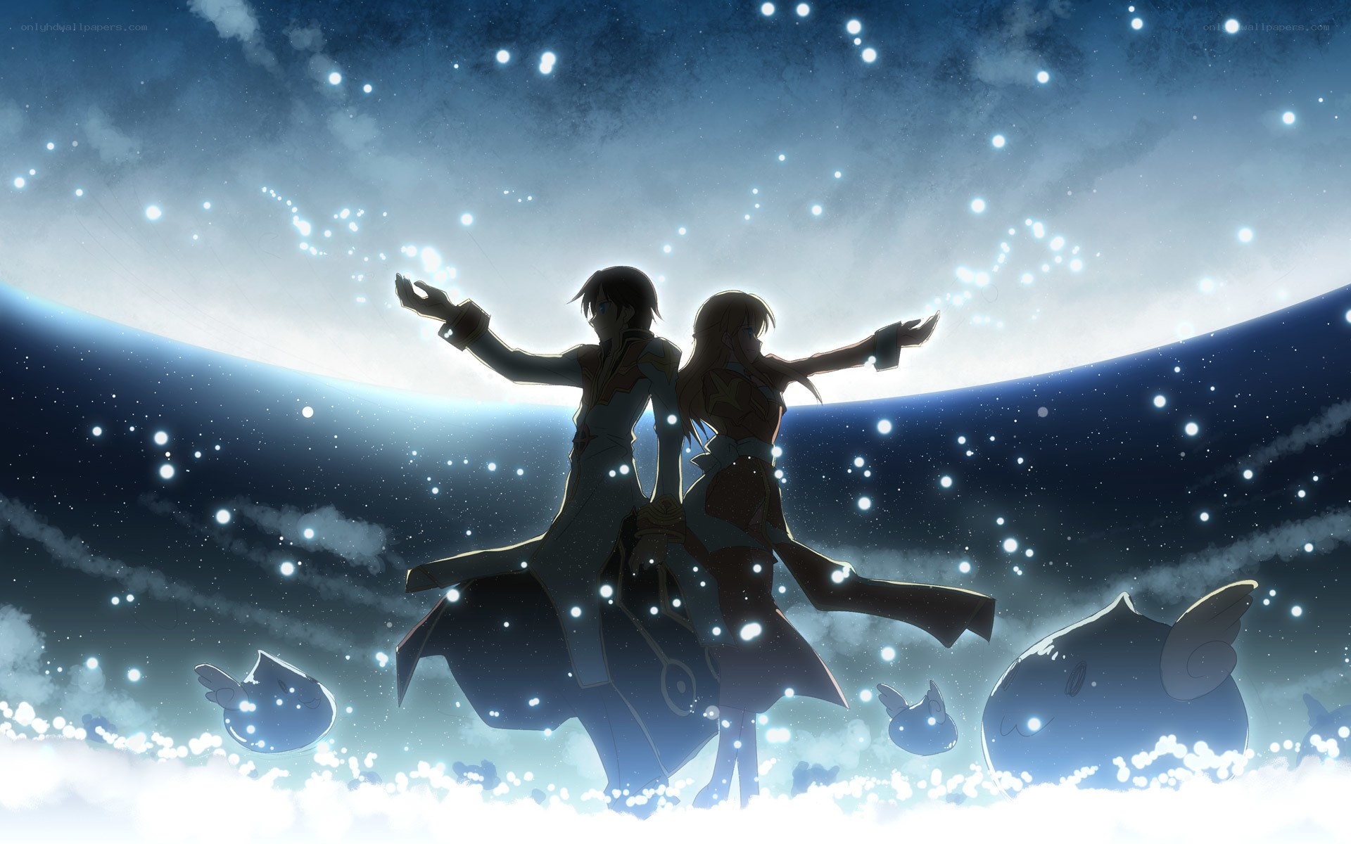 two figures in space