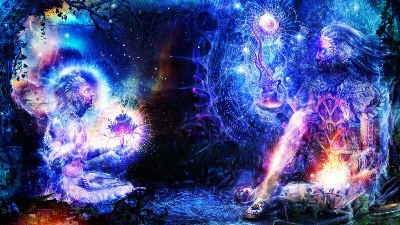 Two Figures in Spiritual Scene