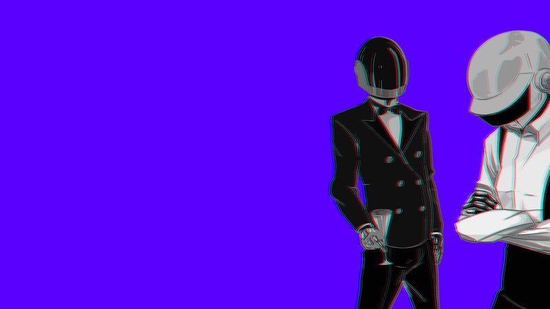 Two Figures in Suits — Purple, Stylized