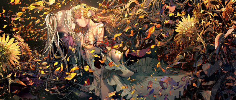 Two Figures in Sunflowers
