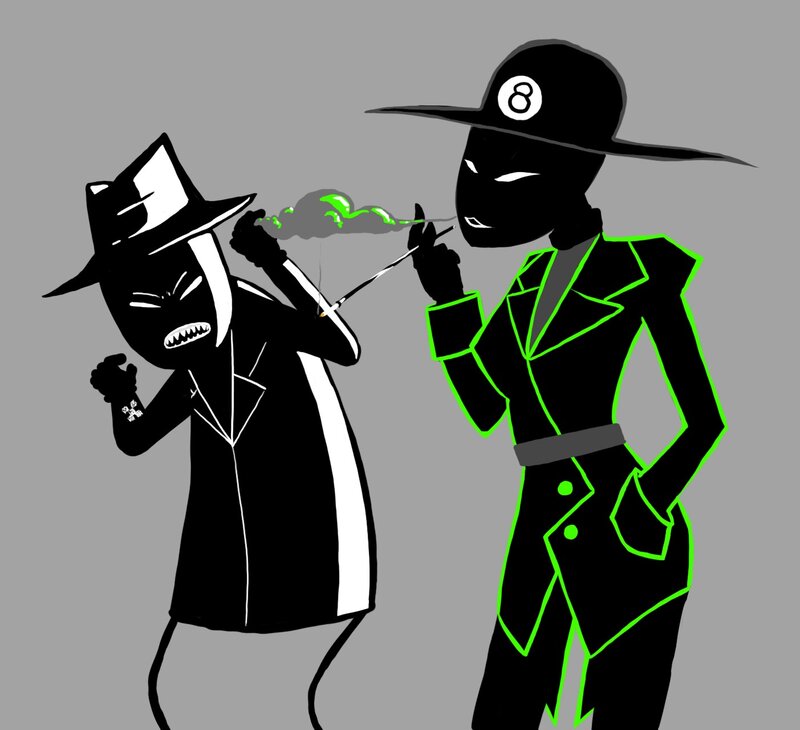 Two Figures in Trench Coats