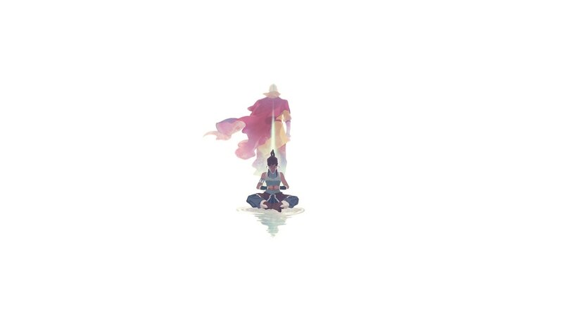 Two Figures in Water — White
