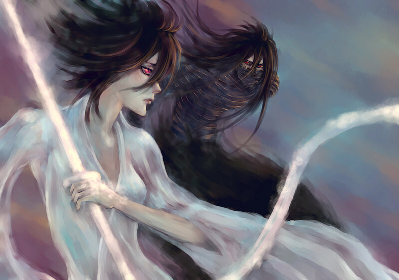 Two Figures in White and Black