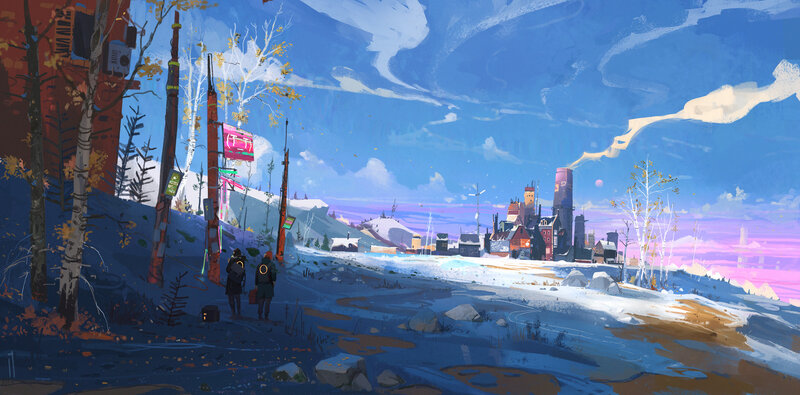Two Figures in Winter Landscape