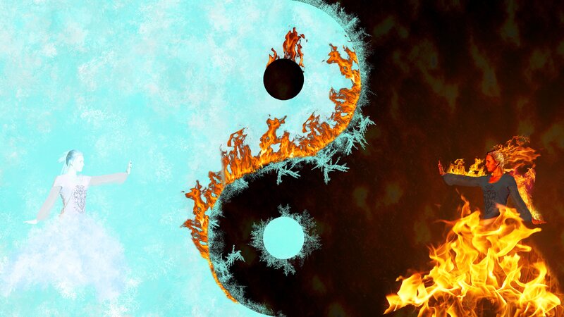 Two Figures in Yin-yang Symbol
