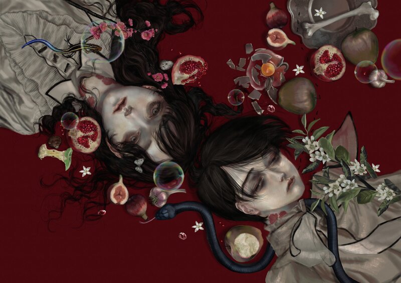 Two Figures Lying Down — Red