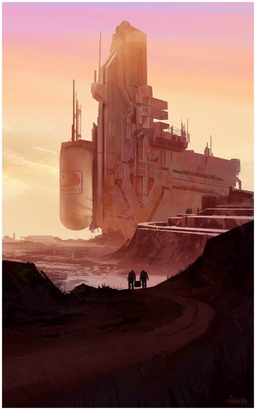Two Figures Near a Structure