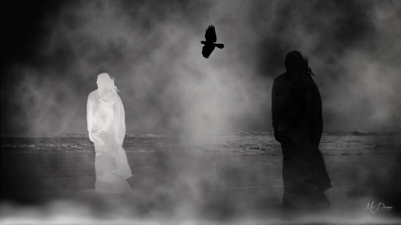Two Figures on a Beach — Black