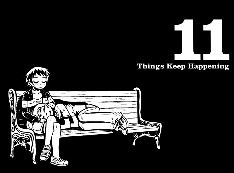 Two figures on a bench