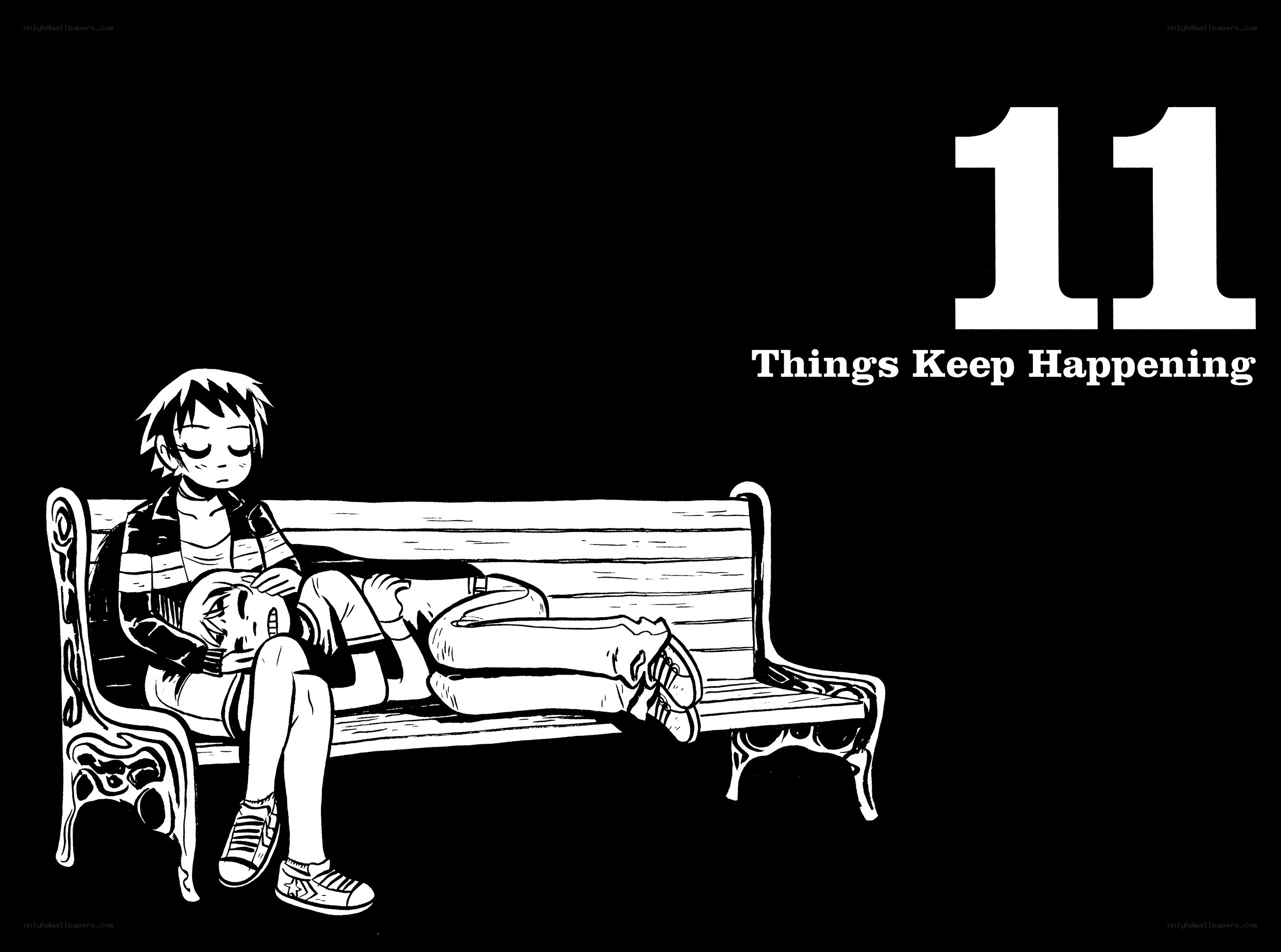 Two figures on a bench