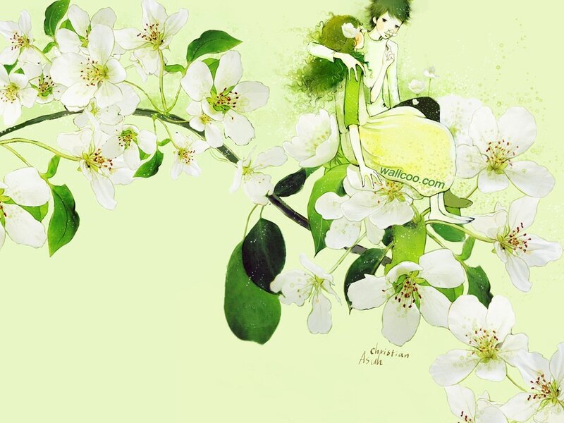 Two Figures on a Branch — Green