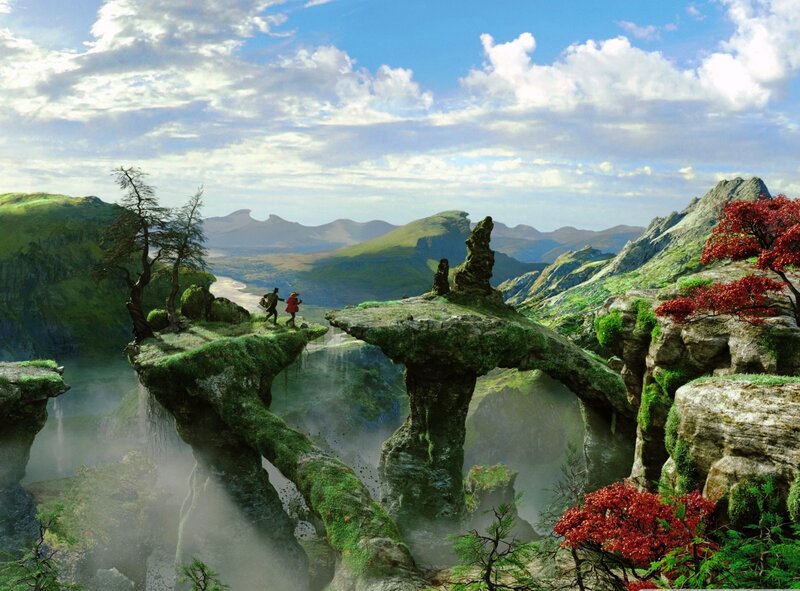 Two Figures on a Cliff — Green