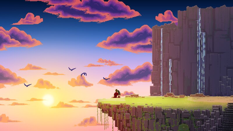 Two Figures on a Cliff — Purple, Serene, Sunset