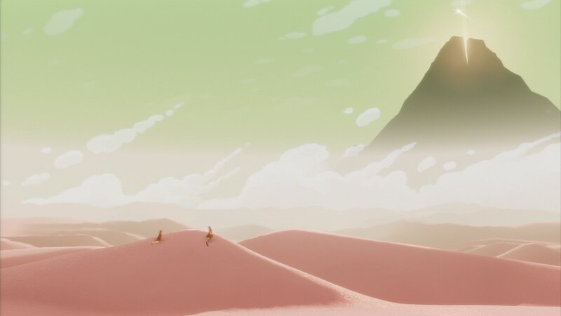 Two figures on a desert dune