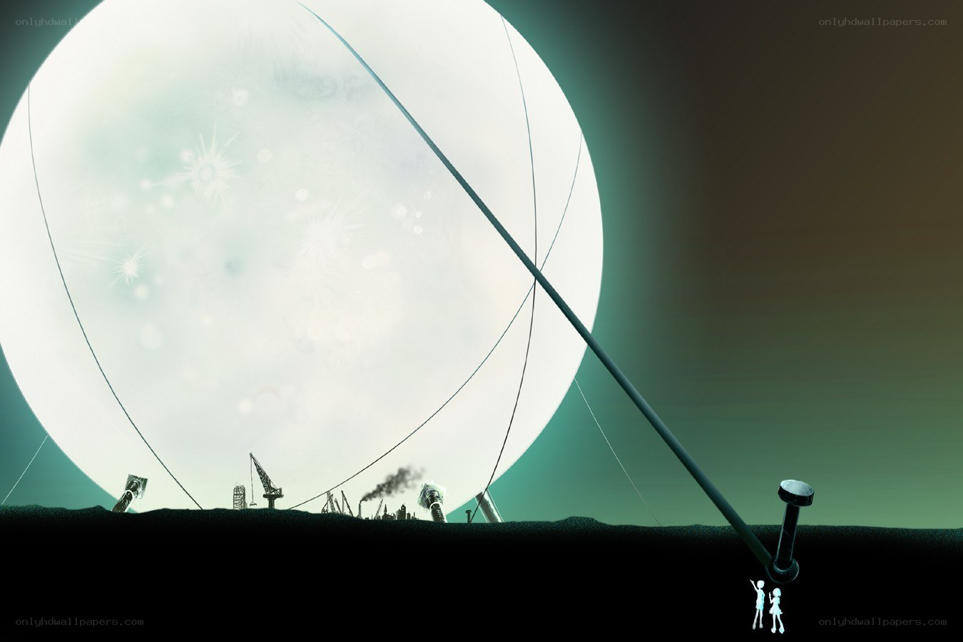 Two figures on a giant planet
