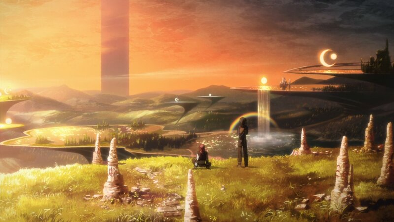 Two Figures on a Hill — Orange, Serene
