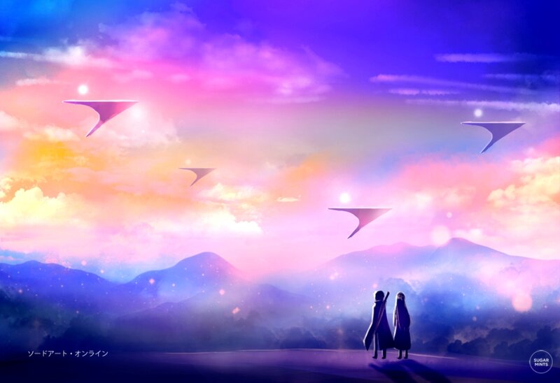Two Figures on a Hill — Purple, Serene