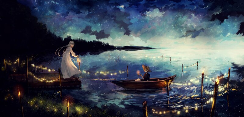 Two Figures on a Lake