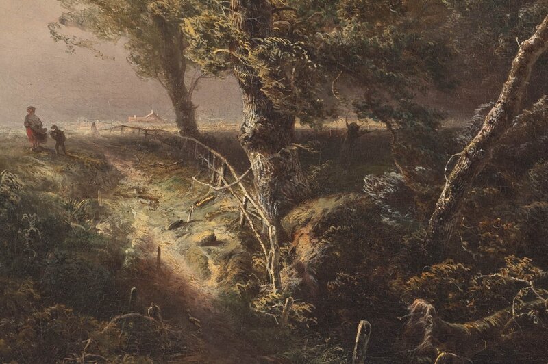 Two Figures on a Path — Brown