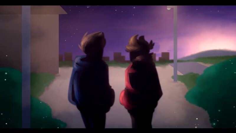 Two Figures on a Path — Purple