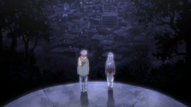 Two Figures on a Platform — Purple