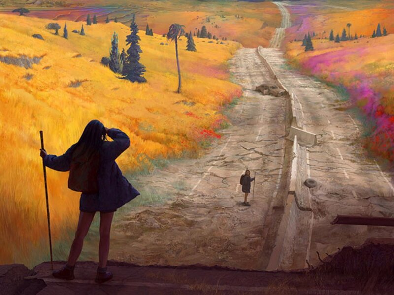 Two Figures on a Road