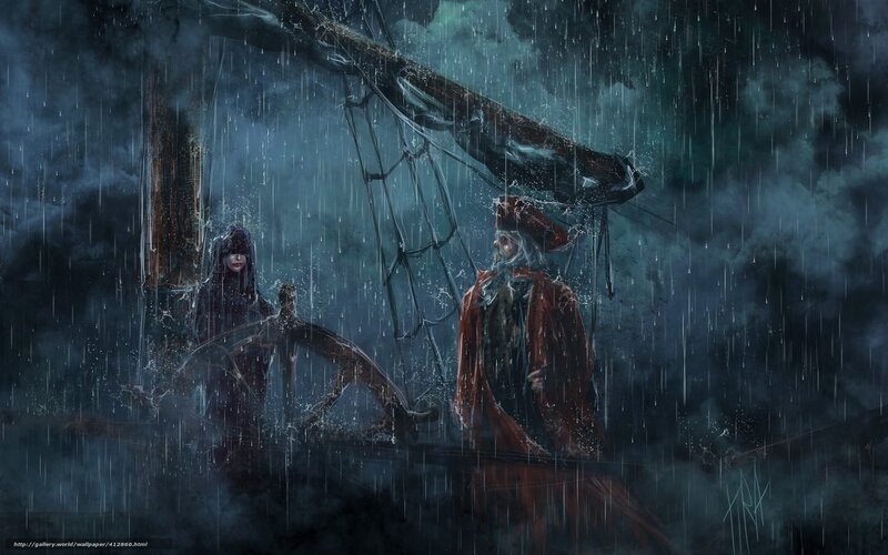 Two Figures on a Ship