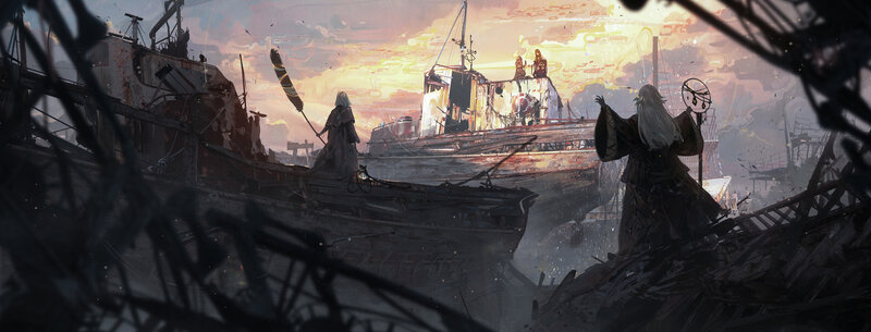 Two Figures on a Shipwreck