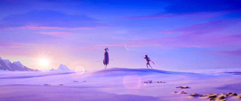 Two Figures on a Snowy Hill