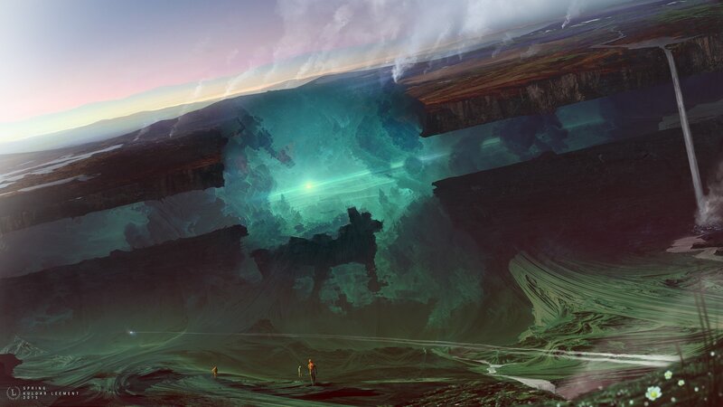 Two Figures on Alien Landscape