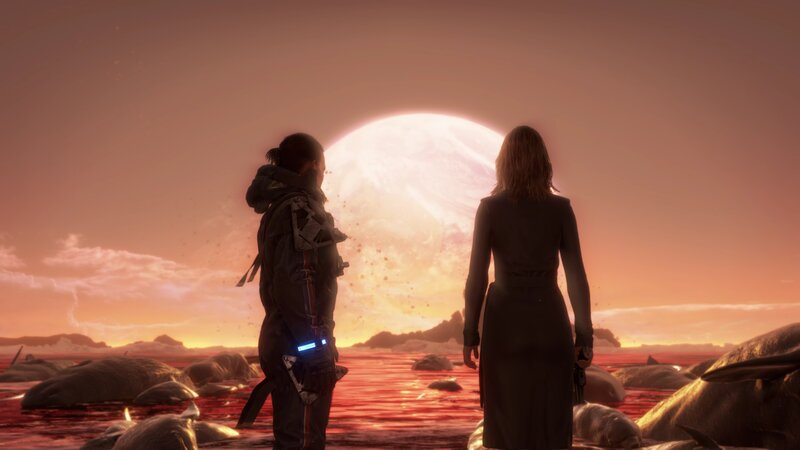 Two Figures on Alien Shore — Orange