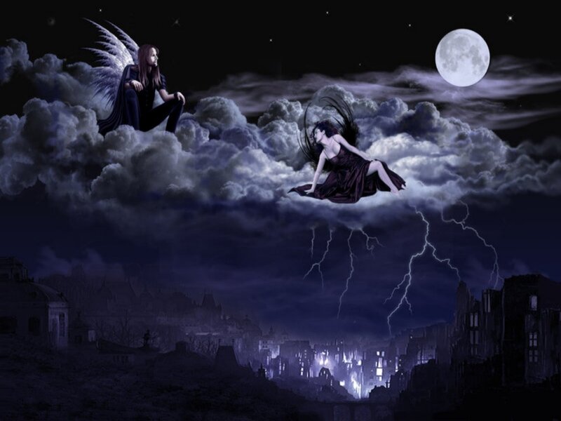 Two Figures on Clouds