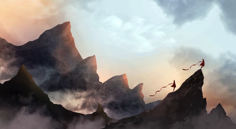 Two Figures on Mountain Peak